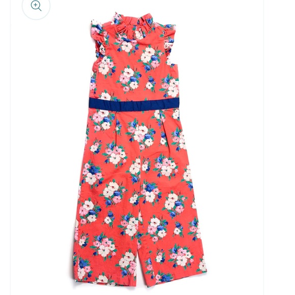 Janie and Jack Other - Janie and Jack floral ruffle jumpsuit with navy details